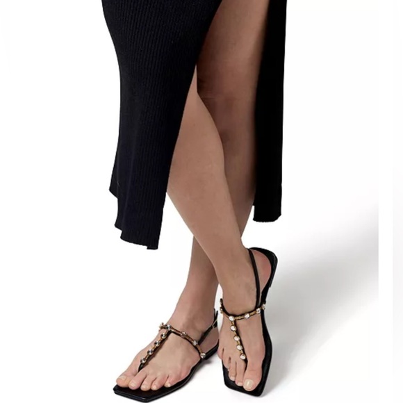 Katy Perry The Gold Metallic Camie Flat Sandal with Red Gemstones.  7M       NWT - Picture 3 of 12